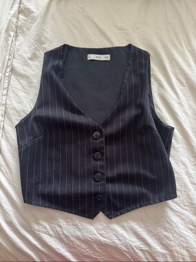 Mango black pinstripe vest